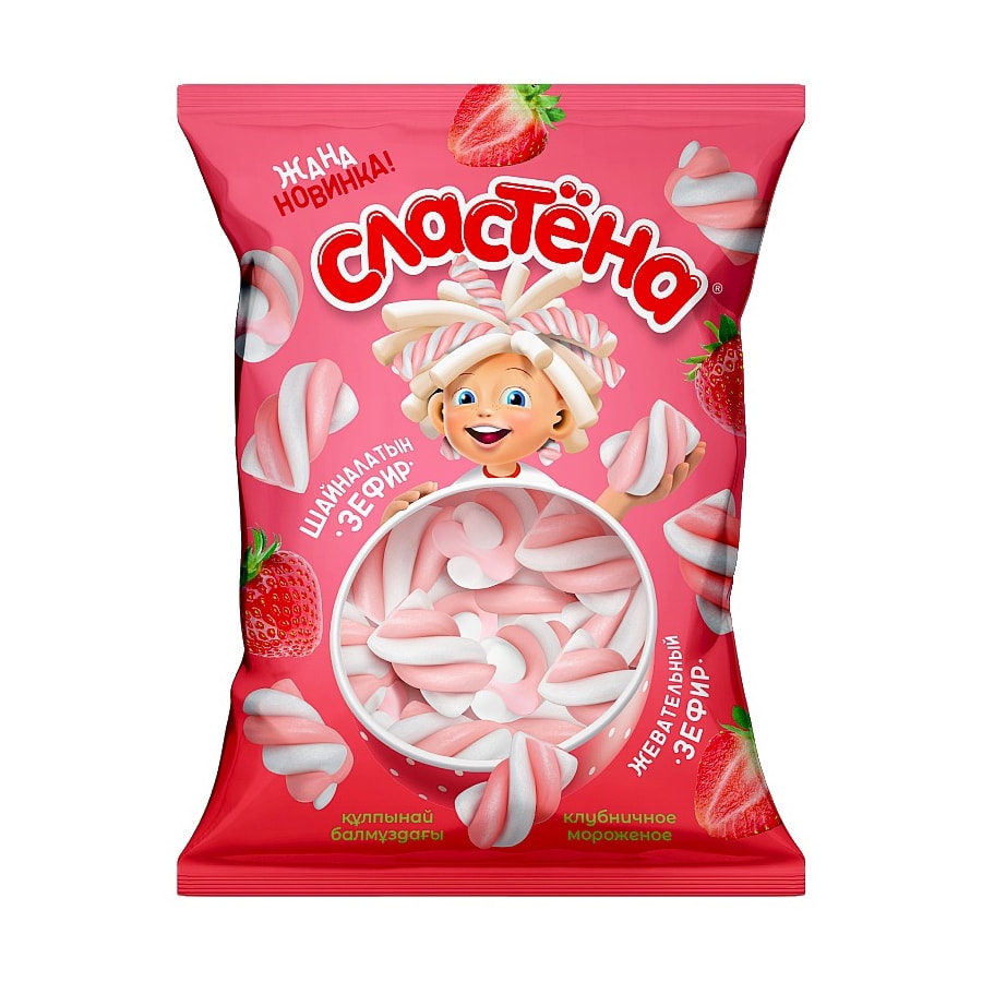 Зефир Сластена клубничный, 75 гр.